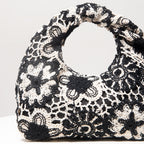 Bolsa de tecido oco com padrão, bolsas de praia boêmia para mulheres, conjunto de crochê, acessórios de praia femininos, Trav Must Haves (padrão aleatório)