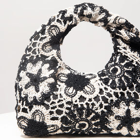 Bolsa de tecido oco com padrão, bolsas de praia boêmia para mulheres, conjunto de crochê, acessórios de praia femininos, Trav Must Haves (padrão aleatório)