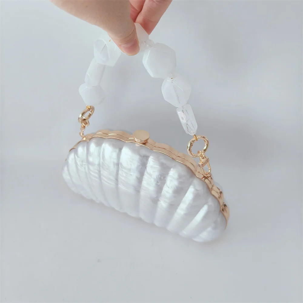 Mini carteira feminina concha ombro crossbody festa de casamento bolsa pérola acrílico sacos de noite designer lday bolsa de embreagem luxo