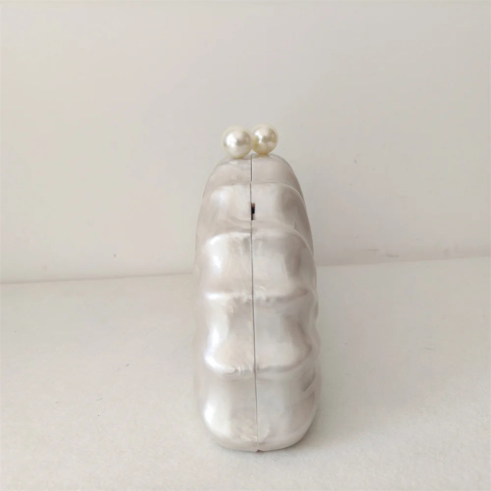 Original concha metade do quarto acrílico frisado saco caixa embreagens festa noite bolsa feminina ombro viagem praia mini bolsas de verão