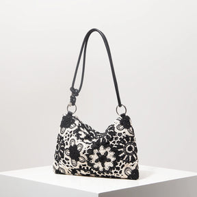 Sacolas de ombro de tricô oco com padrão para mulheres, bolsas de praia boho para mulheres, roupas de férias, bolsa de guê (padrão aleatório)