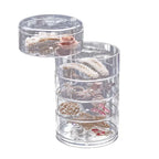 Caixa de armazenamento de jóias acrílica transparente rotativa mesa de maquiagem organizador à prova de poeira oferta por atacado para arranjo de mesa
