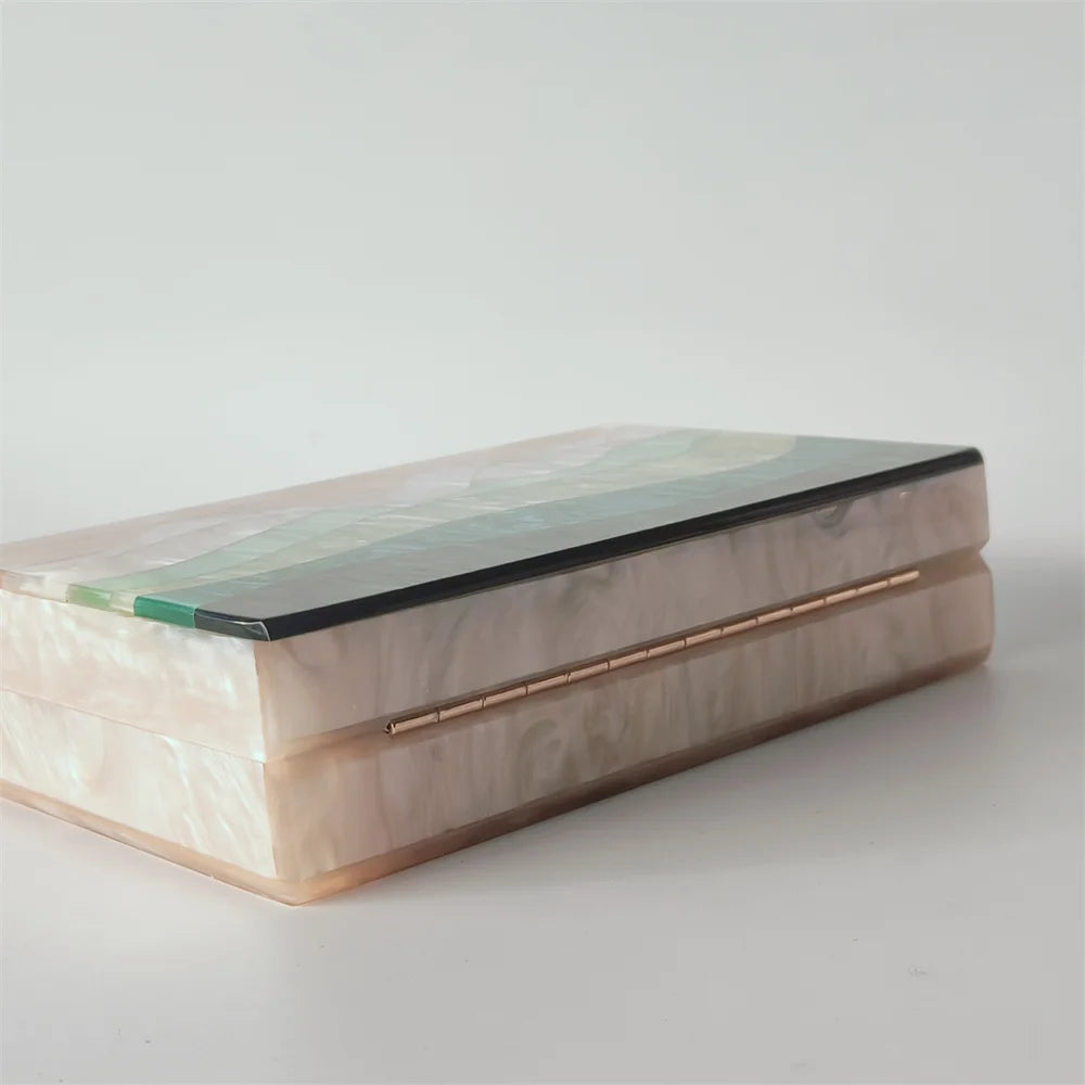 Mármore pérola listrado onda acrílico sacos de noite sacs à principal ombro mensageiro aleta feminina festa menina bolsa bolsas saco