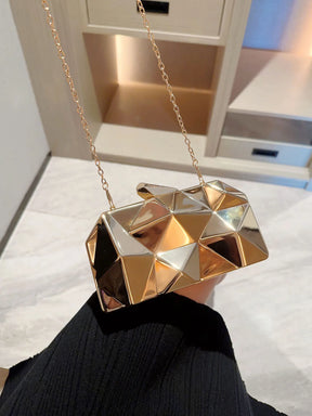 Senhoras moda brilhante em forma de caixa de ferragem saco de jantar saco de banquete saco de embreagem vestido saco de noite saco de baile saco de corrente