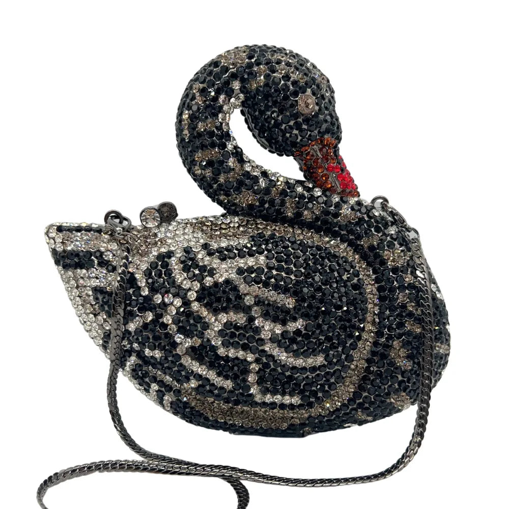 Sacos de noite de cristal em forma de cisne diamante espumante bolsas de embreagem strass bolsas de metal duro saco de festa de casamento