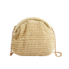 LEFTSIDE Weave Pequenas Bolsas de Ombro de Palha para Mulheres 2025 Novo Verão Bolsa Crossbody Femininas Tecer ​ Bolsas de praia de ráfia