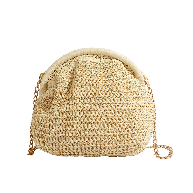 LEFTSIDE Weave Pequenas Bolsas de Ombro de Palha para Mulheres 2025 Novo Verão Bolsa Crossbody Femininas Tecer ​ Bolsas de praia de ráfia