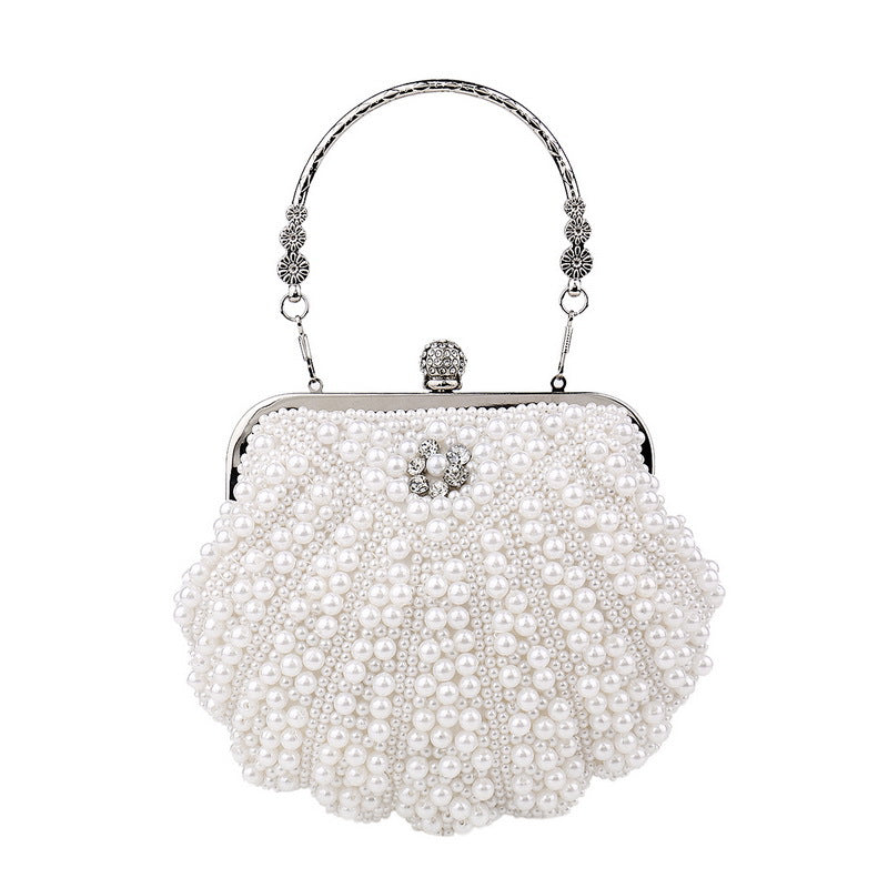 Bolsa pérola para mulheres, embreagem frisada de dois lados, sacos de noite elegantes, bolsa de casamento nupcial, bolsa luxuosa de strass, moda