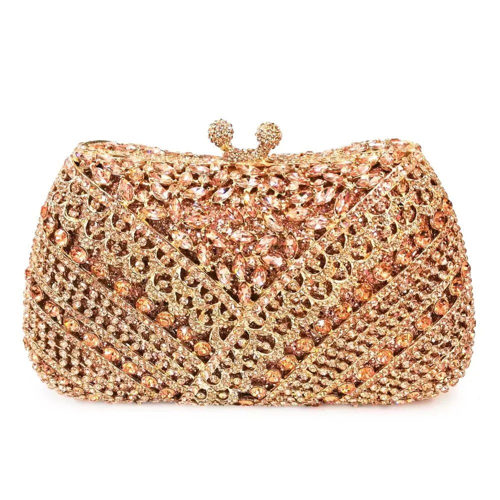 Forma de renda Y de luxo de alta qualidade, festa de casamento de diamante, sacola, bolsa de noite, embreagem de cristal