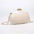 Moda feminina glamourosa elegante novidade em forma de concha bolsa de embreagem acrílico longa corrente saco de noite festa jantar banquete bolsas