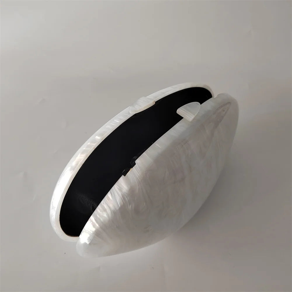 Embreagens de caixa de acrílico branco perolado feminino, mini carteira, forma irregular, festa noturna, viagem, bolsas Gilr, bolsa para mulheres