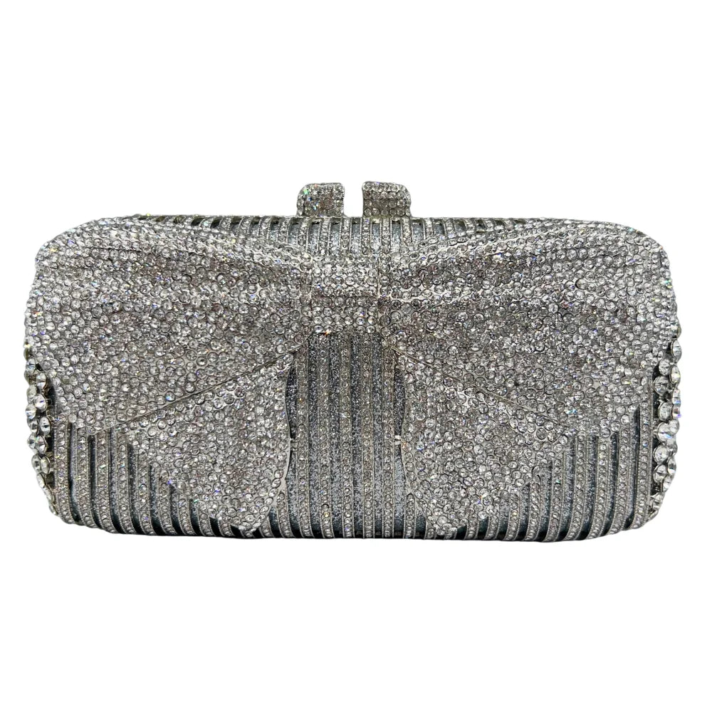 Bolsa de diamante em forma de arco de luxo de alta qualidade, festa de casamento de diamante, bolsa, bolsa de noite, embreagem de cristal