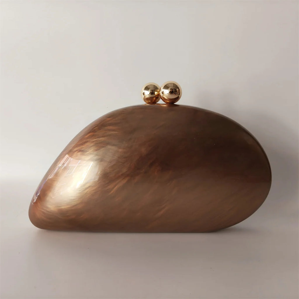 Bolsa acrílica para senhoras, marrom pérola, forma de bolinho, bolsas Minaudiere, sacos de noite, festa, casamento, dama de honra, bolsa, L