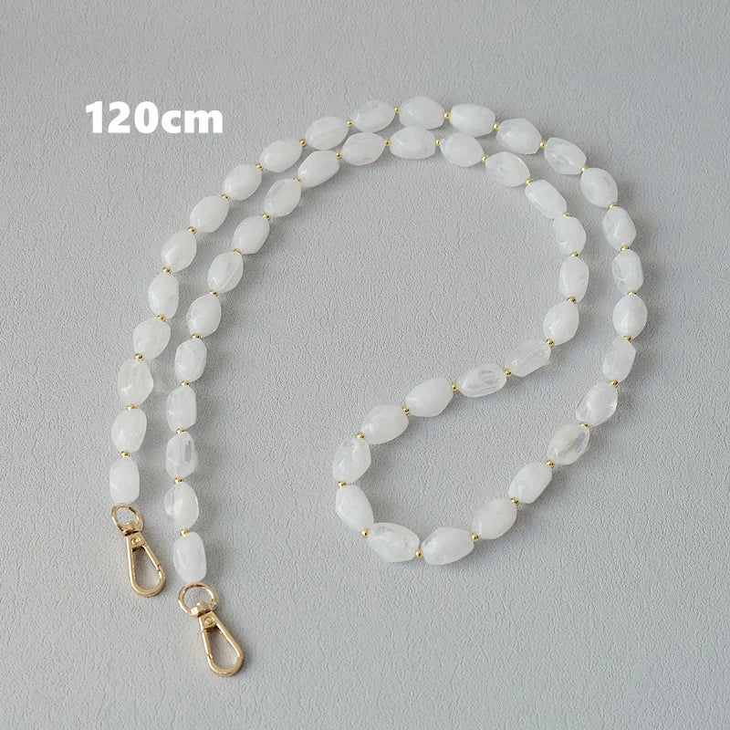 Corrente frisada destacável para mulheres, bolsa acrílica, alça de ombro, corrente, branca, monocromática, destacável, luxo, nova moda