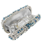Boutique de fgg luz azul spahire pássaro & flor mulheres cristal embreagem sacos noite casamento nupcial animal strass bolsas