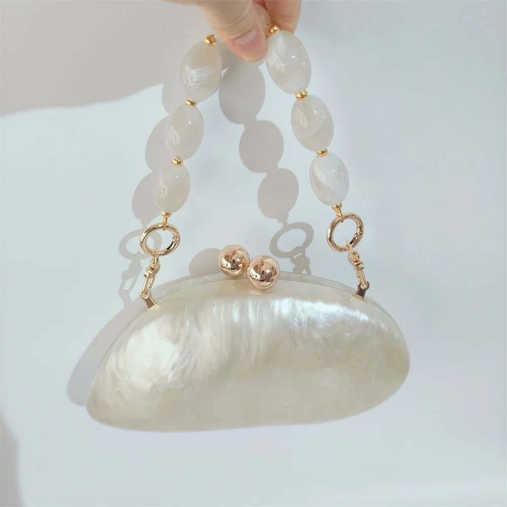 Pérola de mármore bege feminino designer festa à noite bonito feminino ovo bolsa azul atacado senhora acrílico escudo forma saco embreagem