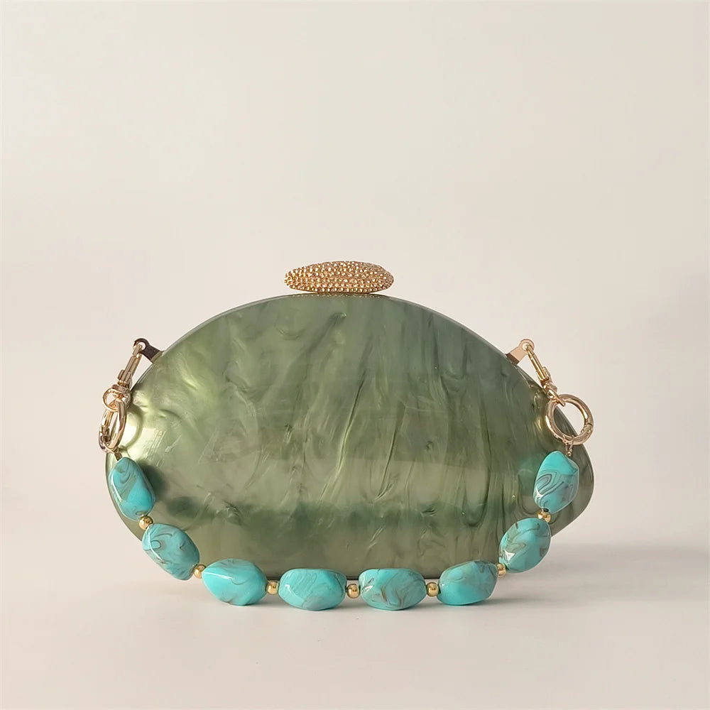 Oval luz verde marca de luxo bolsas nupcial festa casamento embreagem feminina noite clássico saco senhora presente pro mini caixa acrílico saco