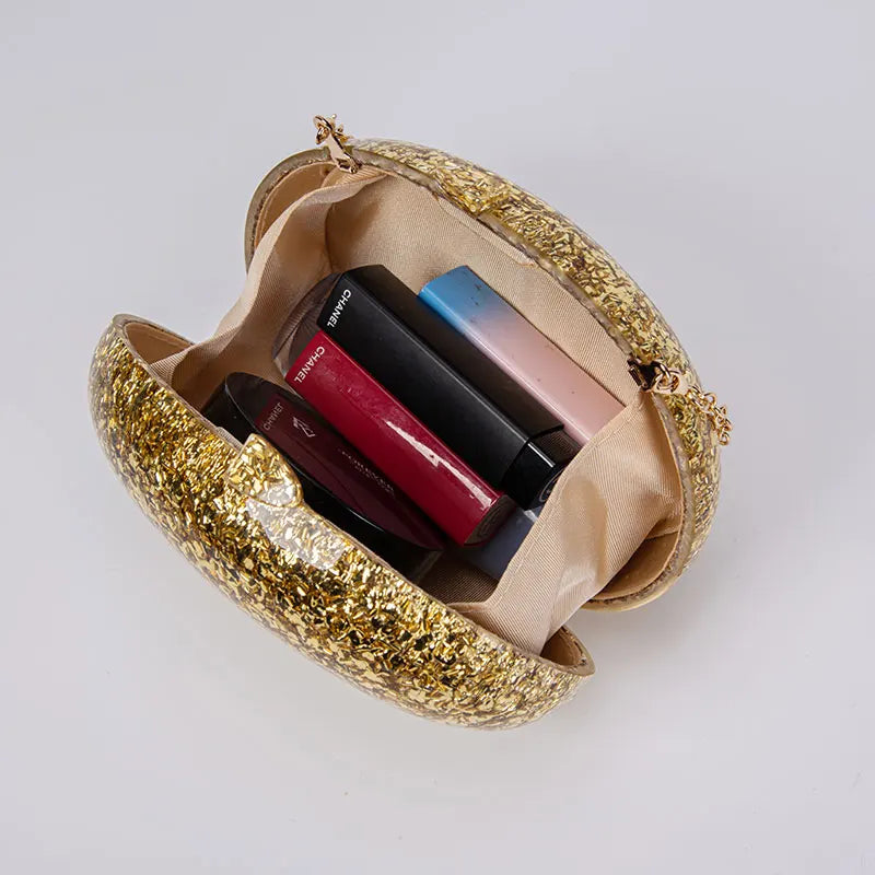 Shell bolsa de luxo feminina ombro crossbody armazenamento bolsa sacos noite glitter genuíno moda mulher mão ouro bolsa marca