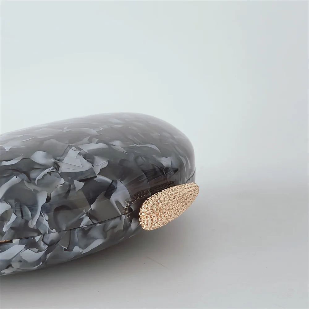 Bolsa de mão oval crossbody concha elegante carteiras de mão femininas sacos de noite ombro nova forma especial bolsas de casamento acrílico