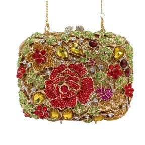 Xiyuan rosa pedra minaudiere strass embreagem cristal bolsa de noite para mulheres festa baile saco nupcial garras bolsa casamento