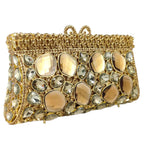 Boutique De Fgg-Bolsas de cristal para mulheres, pedras preciosas, strass marrom, bolsas de noite, bolsas para casamento, festa formal
