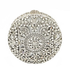 Boutique de fgg (em estoque) redondo circular oco para fora das mulheres cristal embreagem noite minaudiere saco casamento bolsa nupcial