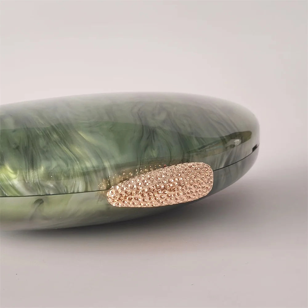 Oval luz verde marca de luxo bolsas nupcial festa casamento embreagem feminina noite clássico saco senhora presente pro mini caixa acrílico saco
