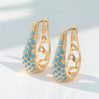 Brincos de argola redondos de cristal verde para mulheres, vintage, cor dourada, arco-íris, zircônia, fivela de orelha, joias de casamento, presente de dia das mães