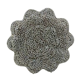 Novo design de luxo em forma de flor superfície diamante incrustado material de metal bolsa de noite feminina embreagem