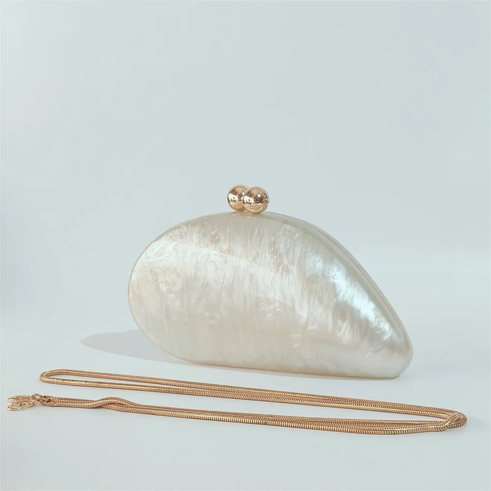Pérola de mármore bege feminino designer festa à noite bonito feminino ovo bolsa azul atacado senhora acrílico escudo forma saco embreagem