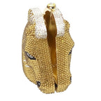 Boutique de fgg cabeça de cavalo dourado feminino cristal noite bolsa e bolsa festa casamento minaudiere animal strass saco embreagem