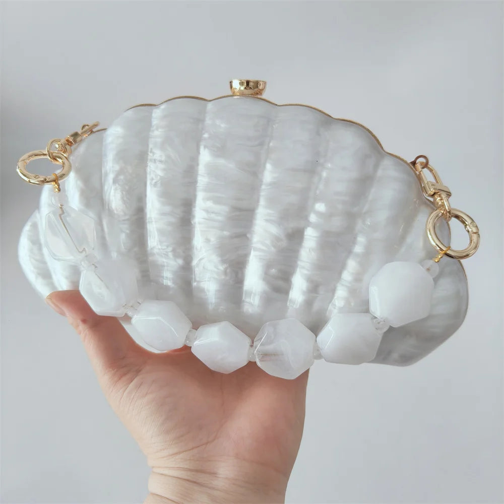 Mini carteira feminina concha ombro crossbody festa de casamento bolsa pérola acrílico sacos de noite designer lday bolsa de embreagem luxo