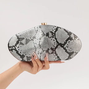 Festa à noite novo padrão de cobra embreagem moda bolsa forma especial crossbody saco couro do plutônio ombro carteiras feminino arco acrílico