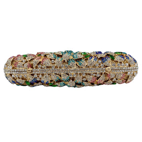 Flor de alta qualidade oco diamante jantar de casamento senhoras diamante corrente saco noite