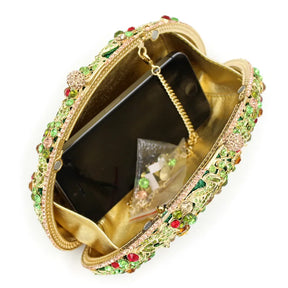 Embreagem de cristal de luxo para mulheres, sacos de noite, padrão animal, bolsa de diamante brilhante, bolsa de casamento