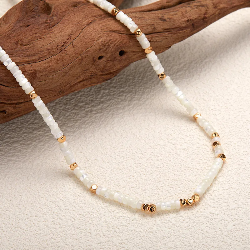 Branco mãe de pérola 925 prata 18k ouro frisado fio conjunto de jóias com colar e pulseira para mulheres luxo na moda amor presente