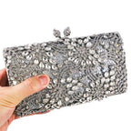 Boutique de fgg mulheres flor sacos de noite prata cristal embreagem bolsas nupcial festa casamento strass minaudiere bolsas