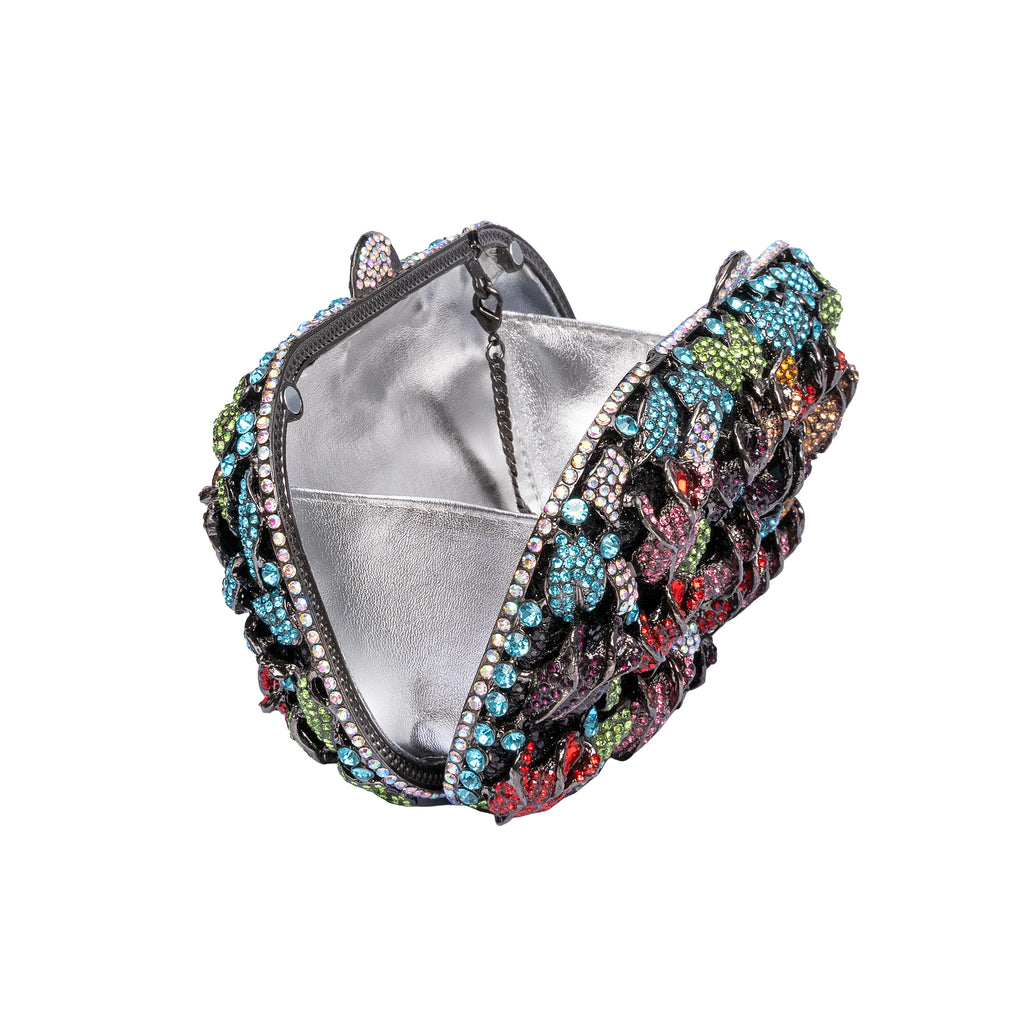 Luxo oco para fora das mulheres flor sacos de noite cristal embreagem casamento pedra bolsa e bolsa festa nupcial jantar minaudiere saco