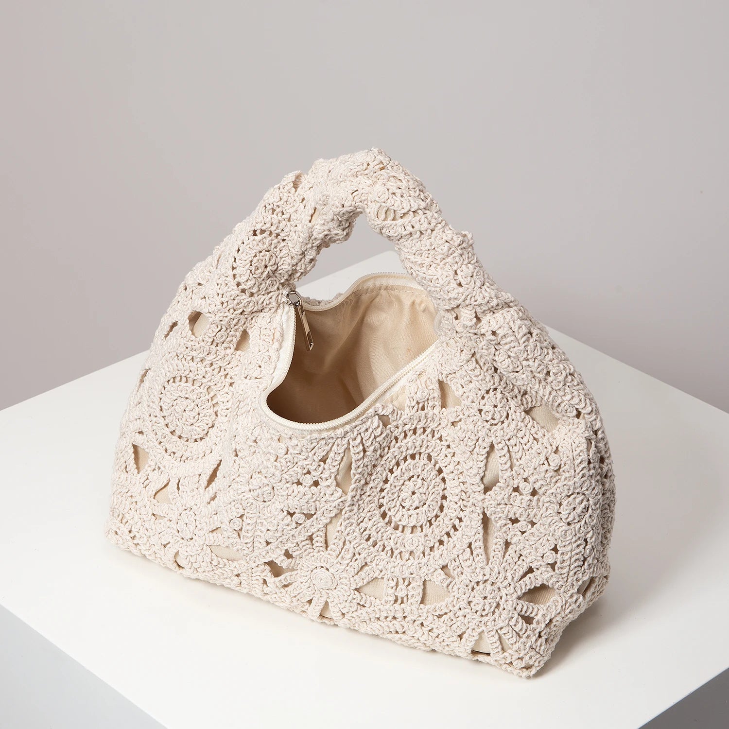 Bolsa de tecido oco com padrão, bolsas de praia boêmia para mulheres, conjunto de crochê, acessórios de praia femininos, Trav Must Haves (padrão aleatório)