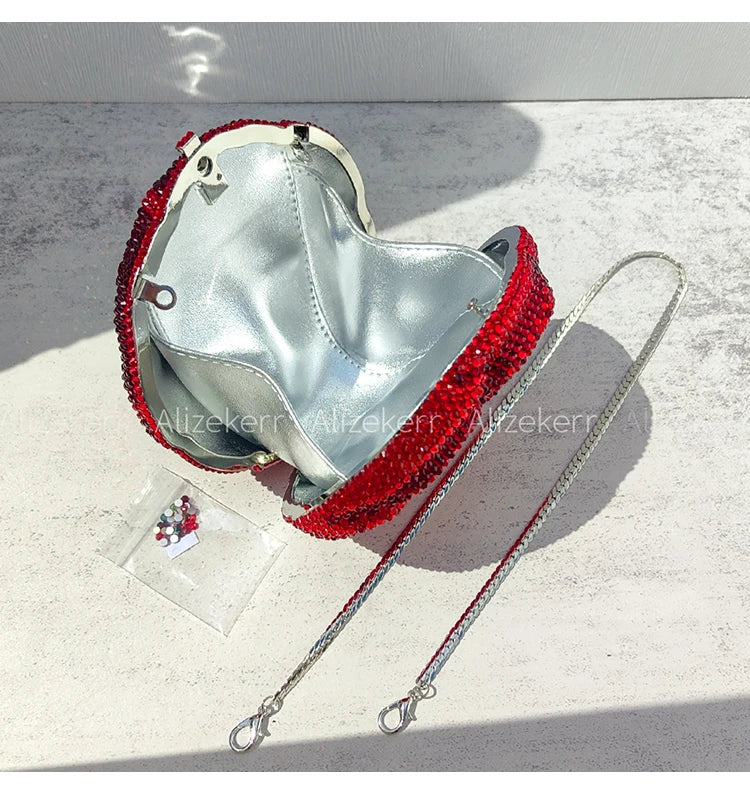 Alizekerr rosa em forma de cristal sacos de noite feminino lindo chique strass flor bolsas embreagem e bolsas festa casamento nupcial
