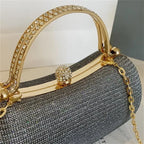 Mini bolsa de noite brilhante, bolsa com corrente de strass, bolsa de banquete com glitter de luxo, perfeita para festa, casamento, baile, jantar/banquete