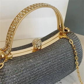 Mini bolsa de noite brilhante, bolsa com corrente de strass, bolsa de banquete com glitter de luxo, perfeita para festa, casamento, baile, jantar/banquete