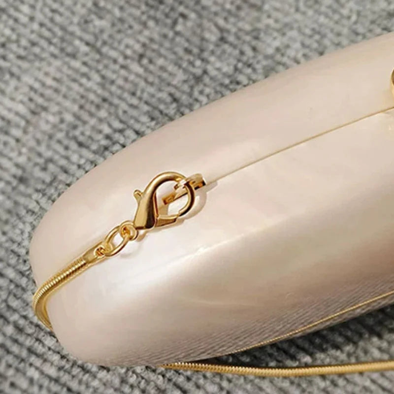 Nova moda acrílico brilhante jantar saco de mão saco de ombro em forma de ovo de ganso crossbody saco