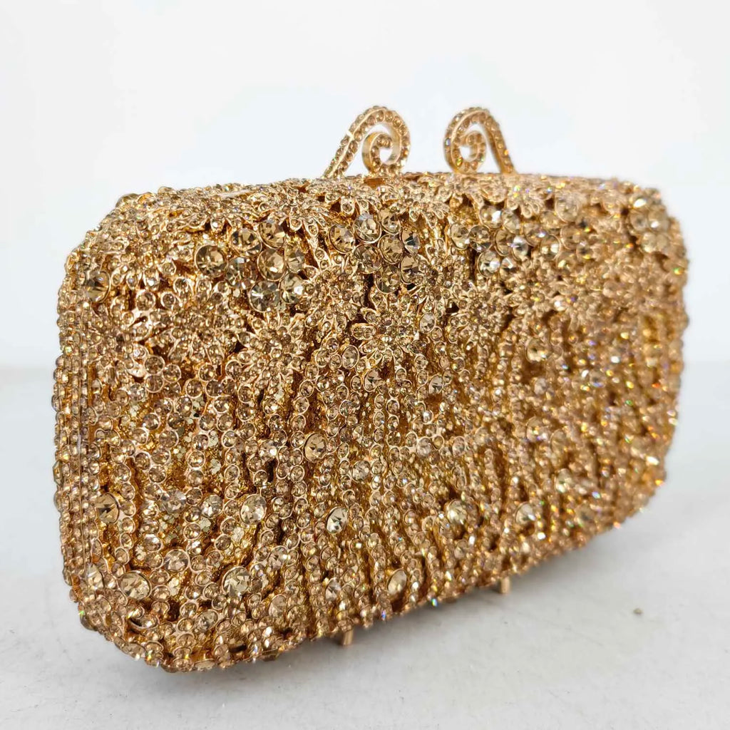 Boutique de fgg brilhante magenta strass bolsas de embreagem para mulheres elegantes, sacos de embreagem de noite formais, bolsa de embreagem de flor de noiva