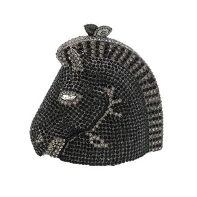 Boutique de fgg cabeça de cavalo dourado feminino cristal noite bolsa e bolsa festa casamento minaudiere animal strass saco embreagem