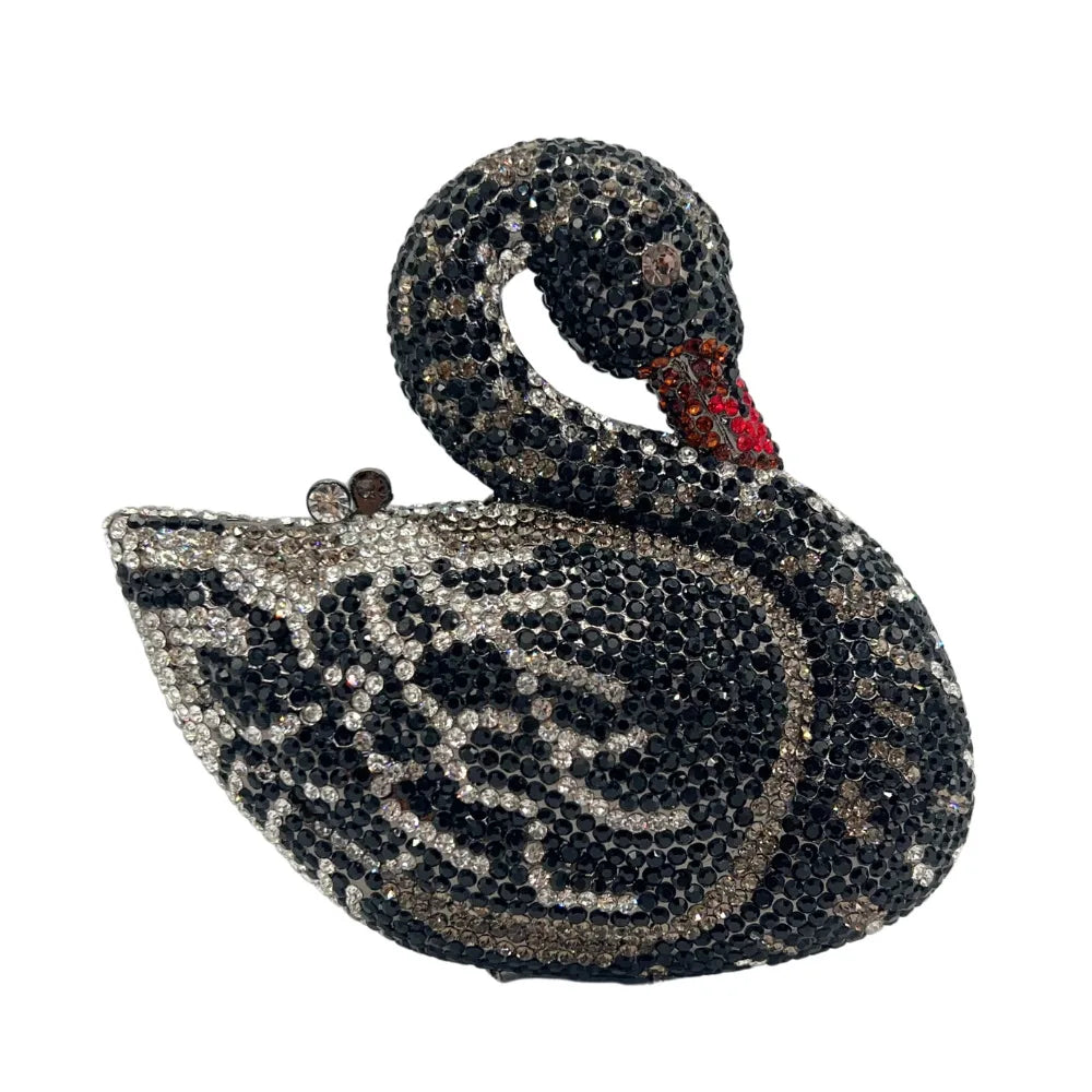 Sacos de noite de cristal em forma de cisne diamante espumante bolsas de embreagem strass bolsas de metal duro saco de festa de casamento