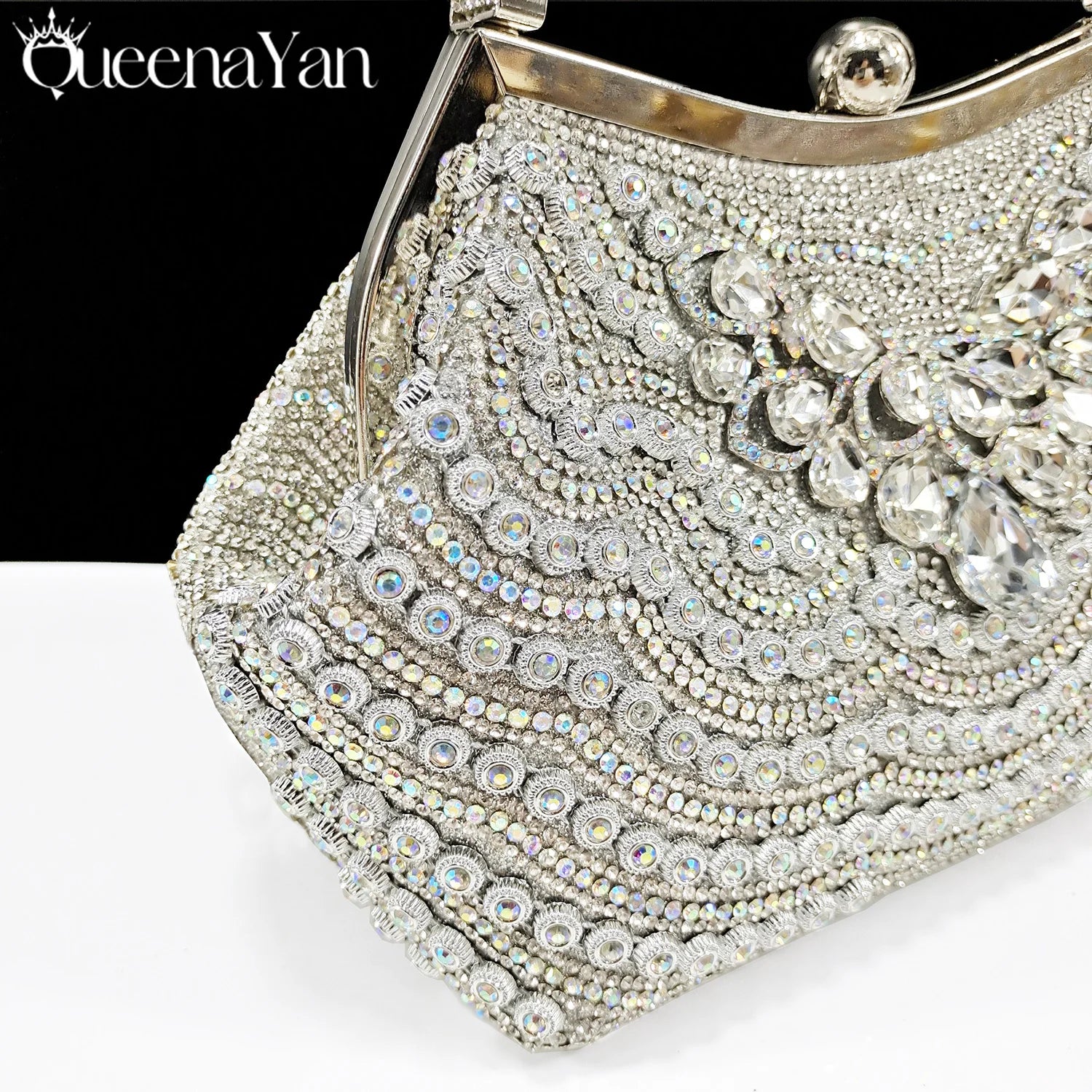 Queena yan bolsa de moda africana elegante diamantes bolsa de mão festa à noite alça confortável alça longa alça de ombro