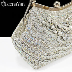 Queena yan bolsa de moda africana elegante diamantes bolsa de mão festa à noite alça confortável alça longa alça de ombro