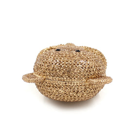 Urso de pelúcia dos desenhos animados strass saco vazio metal cristal jantar artesanal diamante bolsa feminina acessível glitter acolchoado crossbody