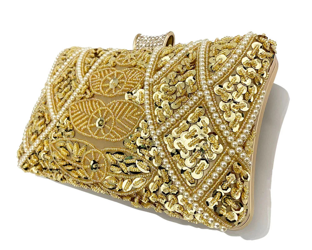 Sacos de noite frisados luxuosos com corrente metálica para mulheres, sacos de ombro femininos, embreagem do casamento, fechamento do diamante, bolsas do partido, sacos de noite